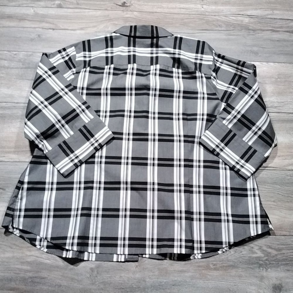 Westbound Woman 24W Blouse Wide Half Sleeve Black White - Picture 7 of 9